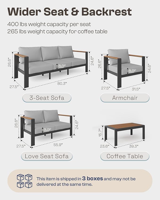 Aluminum Outdoor Patio Furniture Loveseat, All-Weather Outdoor Patio Sofa - Image 7