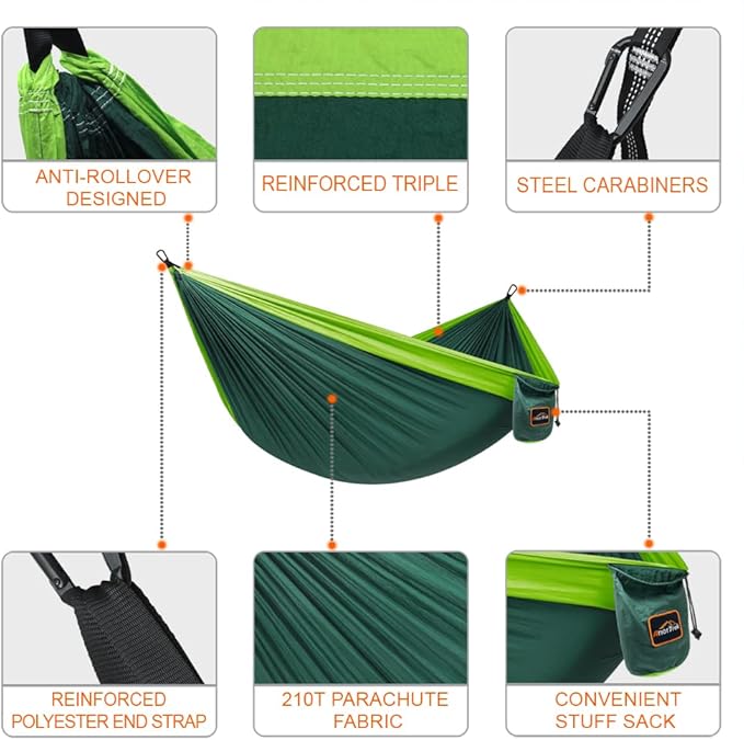 Camping Hammock, Super Lightweight Portable Parachute Hammock - Image 2