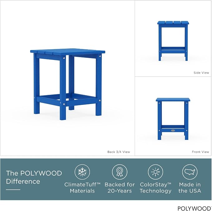 POLYWOOD Long Island 18" Side Table, Pacific Blue - Image 2