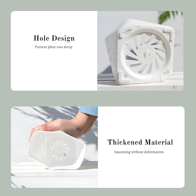 InmeRun Plant Pots Indoor Plastic Flower Pots Outdoor 5 inch Set of 12 Pack - Image 6