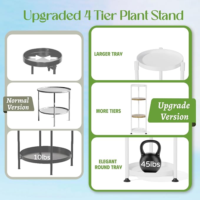 iDavosic.ly 4 Tier Corner Plant Stand Indoor, 45 Inch Tall Vertical Metal - Image 3