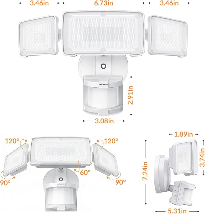LEPOWER LED Security Lights Motion Sensor Light Outdoor, 38W 4200LM Light - Image 9