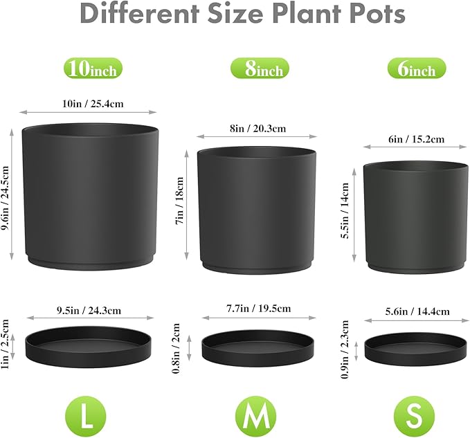 10/8/6 inch Large Deep Plant Pots - Image 2