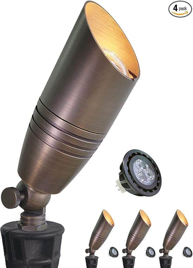 MALORY Brass Landscape Spotlights 4-Pack by MALORY
