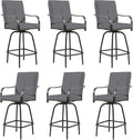 Outdoor Swivel Bar Stools Set of 6, Bar Height Patio Chairs by Godappe