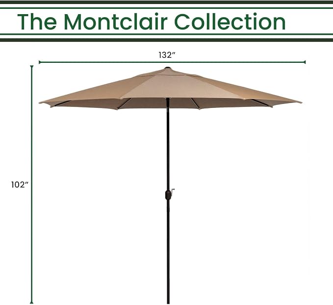 Hanover Montclair 11' Market Outdoor Umbrella, All-Weather, Crank Lever - Image 3