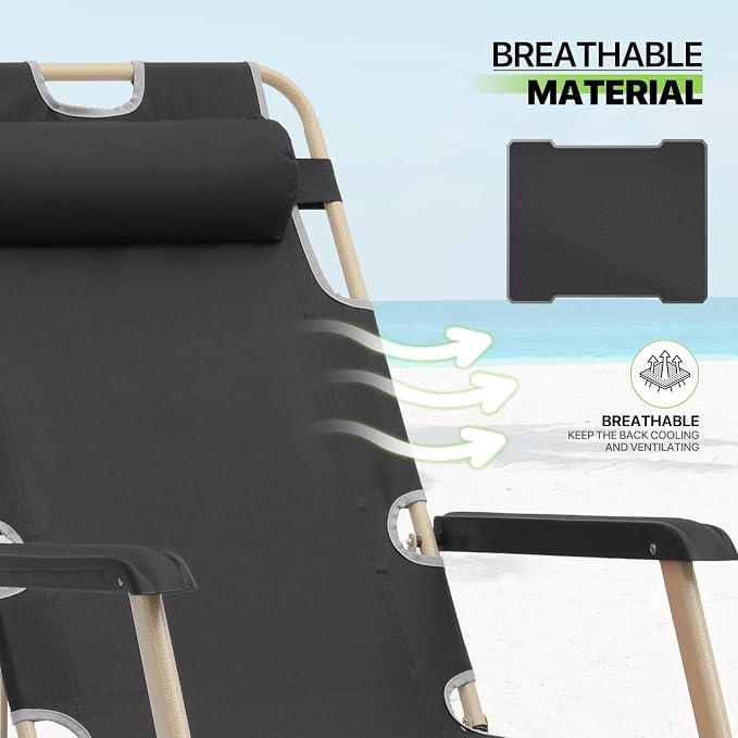 Magshion Folding Patio Chairs Set of 2, Outdoor Lounge Chair - Image 7