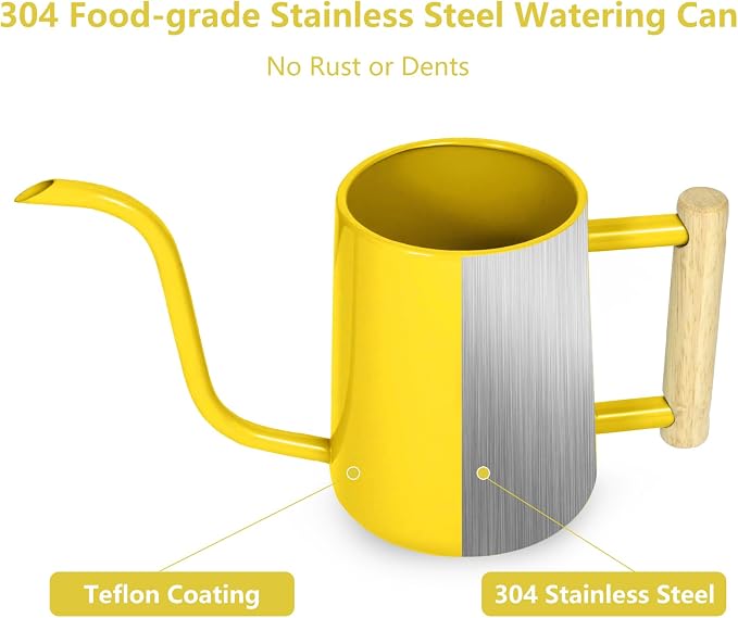 Watering Can Indoor Plants, 35 oz/1000 ml Metal Stainless Steel Watering Can Pot - Image 4