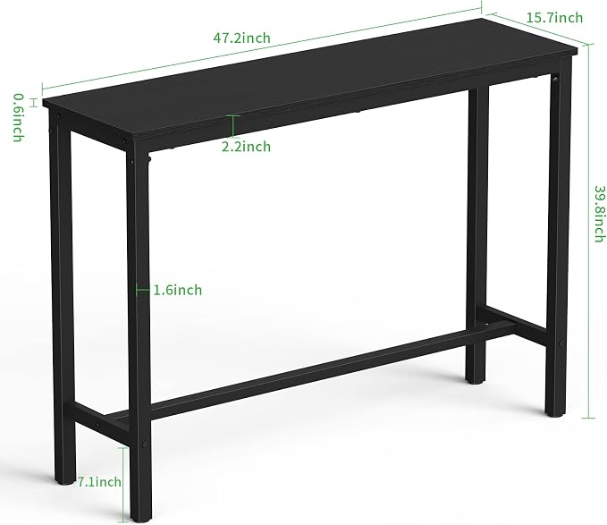 Mr IRONSTONE Bar Table, for Narrow Space, Living Room, Sturdy Metal Frame - Image 3
