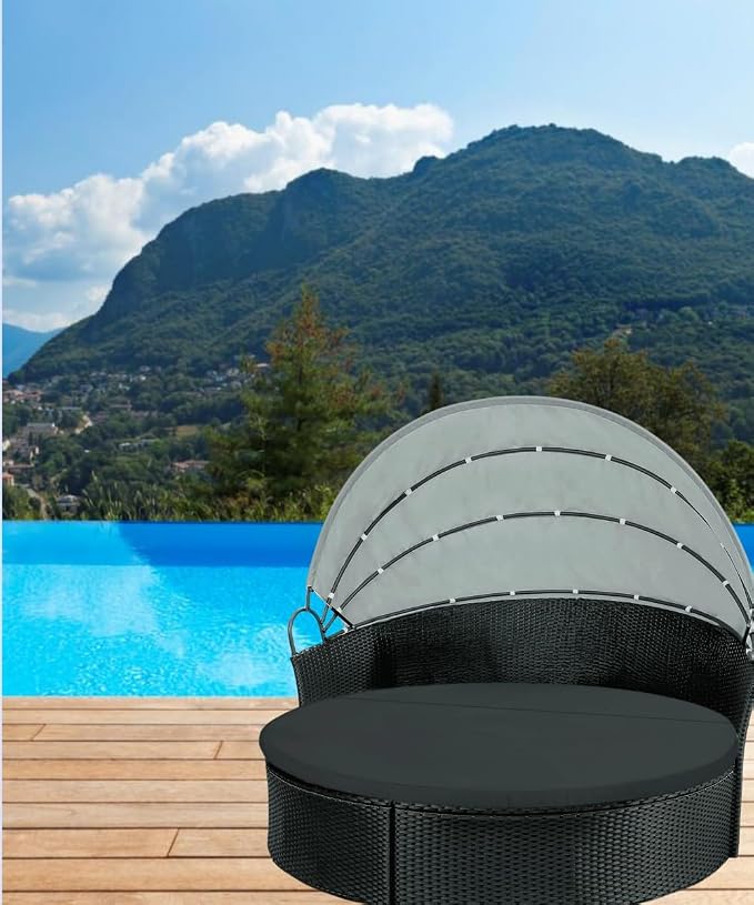 Outdoor Sunproof Waterproof Round Daybed Cover, Replacement Patio Furniture - Image 4