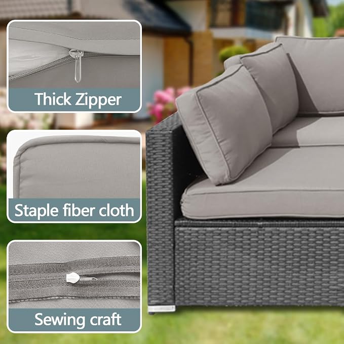 14Pcs Outdoor Cushion Covers Replacement Washable w/Zipper - Image 3