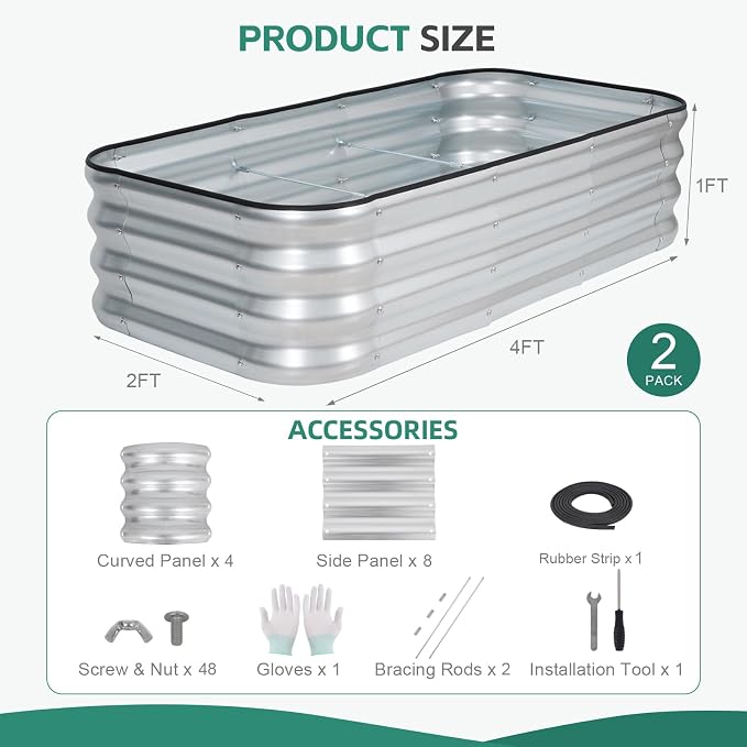 3 in 1 Galvanized Raised Garden Bed - Image 3
