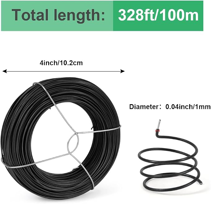 328 Feet Plant Twist Tie Plastic Coated Soft Garden Metal Wire 1mm Thin - Image 2