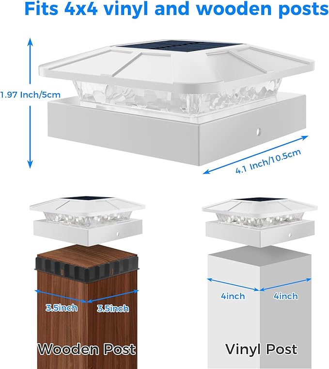 Peasur 6 Packs 4x4 Post Solar Lights - Image 3