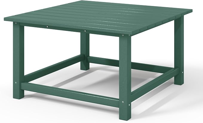 WestinTrends Malibu Low Outdoor HDPE Square Patio Coffee Table, Dark Green - Image 9