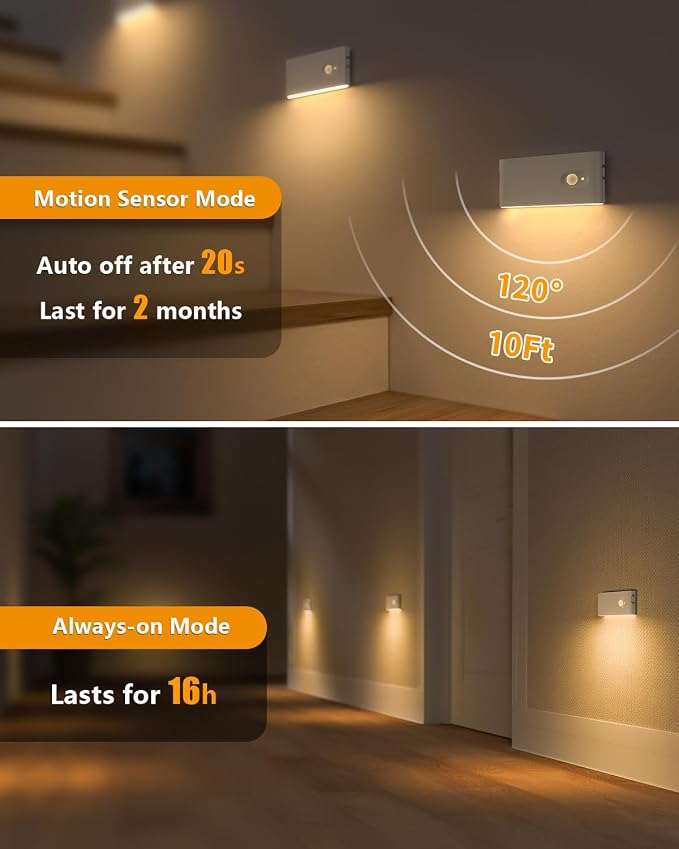 WILLED Rechargeable Night Light, Warm White Stair Lights Indoor, Wireless - Image 4