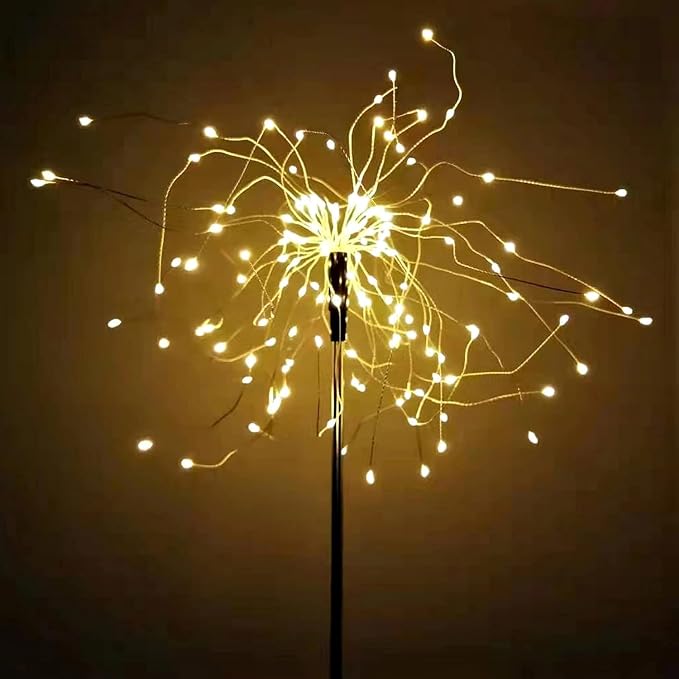 JJGoo Solar Firework Lights, 4 Pack 120 LEDs 2 Lighting Modes Solar Garden - Image 7