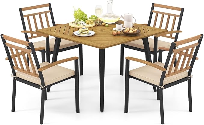 Tangkula 5 Pieces Patio Dining Set, Outdoor Dining Table and Chairs by TANGKULA
