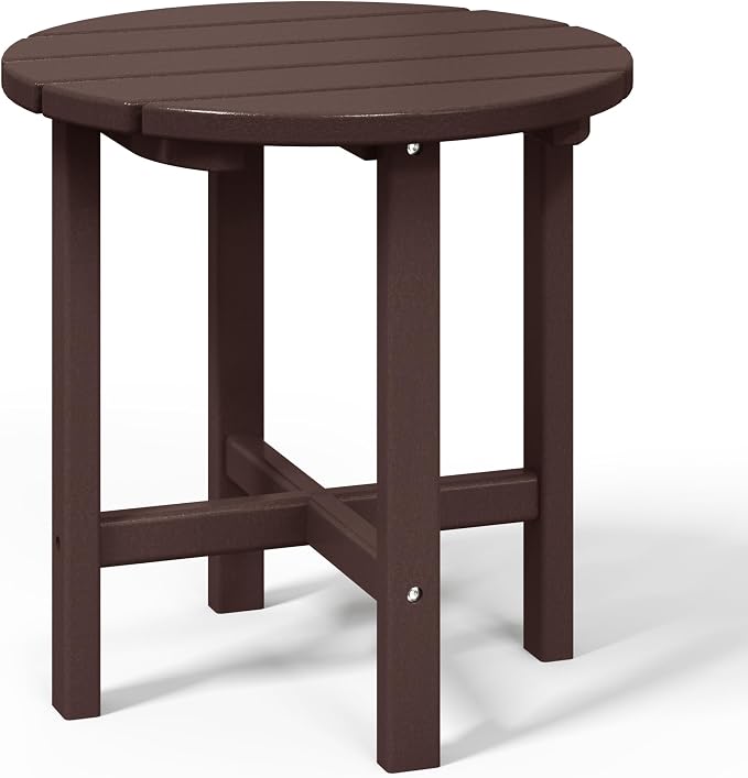WestinTrends Dylan Adirondack Round Outdoor Side Table, Dark Brown - Image 4