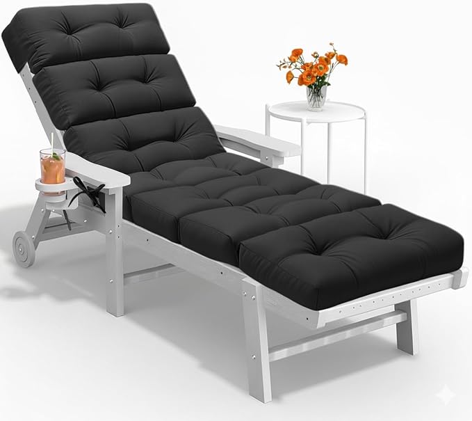 All Weather Chaise Lounge Cushions Outdoor 74.4 x 22 x 4 Inches Lounge Chair by Tycdiose