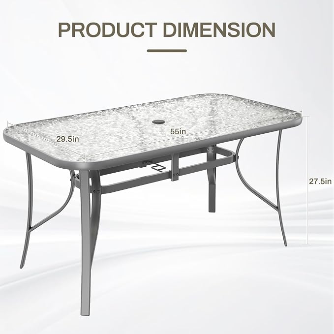 TLSUNNY Patio Outdoor Table W/ 1.69″ Umbrella Hole, Outdoor Metal Furniture - Image 3