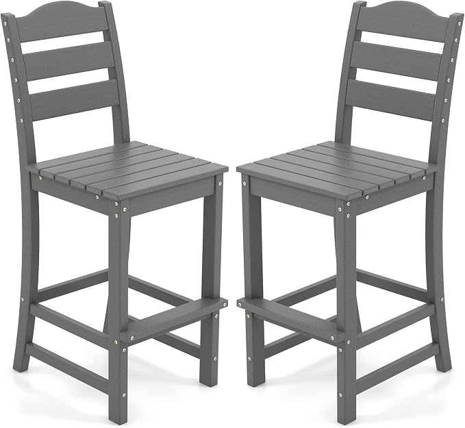 Giantex Outdoor HDPE Bar Stool, Patio Tall Bar Chair by Giantex