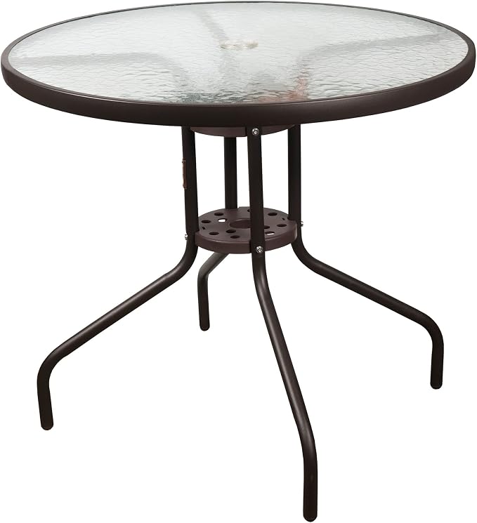 Garden Elements Outdoor Patio Furniture, Round Dining Table, Steel Base and Rim by GardenElements