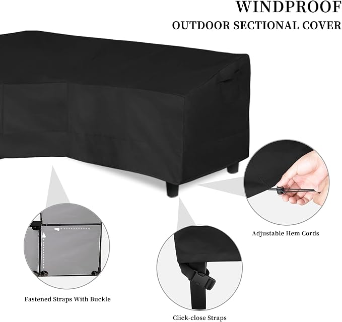 Easy-Going 600D Patio V-Shaped Sectional Sofa Cover, Waterproof Outdoor - Image 3