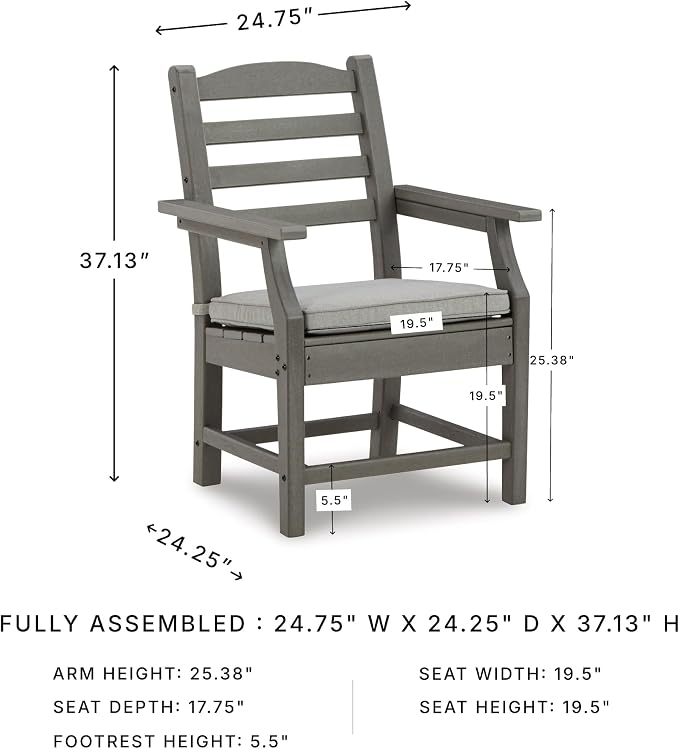 Signature Design by Ashley Visola Outdoor HDPE Dining Chair Set of 2, Durable - Image 3