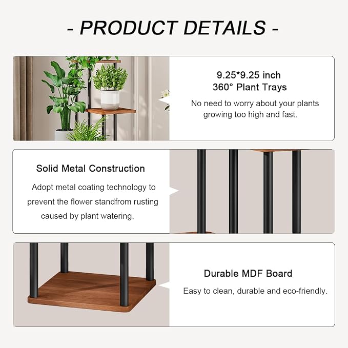 AZERPIAN Plant Stand 5 Tier Indoor Metal Flower Shelf - Image 5