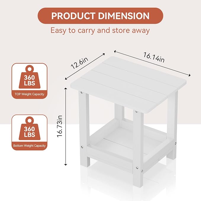 Outdoor Side Table with 2 Layers Storage Small Adirondack Square Side Tables - Image 3