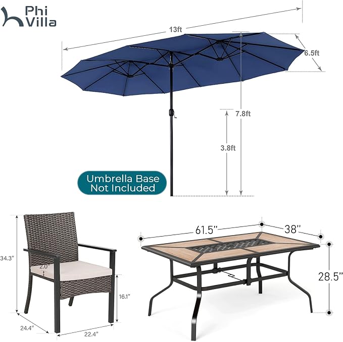 PHI VILLA 7 Pieces Outdoor Dining Set - Image 6