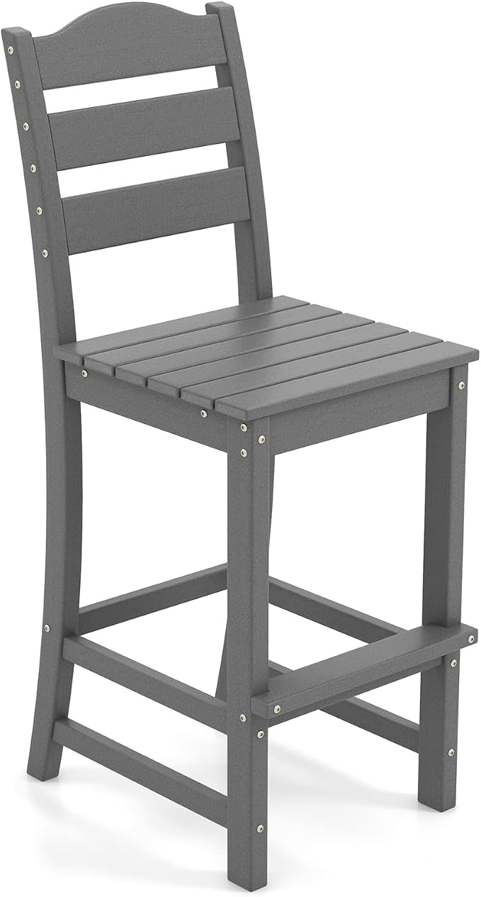 Giantex Outdoor HDPE Bar Stool, Patio Tall Bar Chair by Giantex