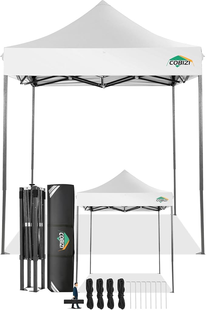 COBIZI 6.6x6.6 Pop Up Canopy Without Sidewall, Heavy Duty Canopy UPF 50+ All by COBIZI
