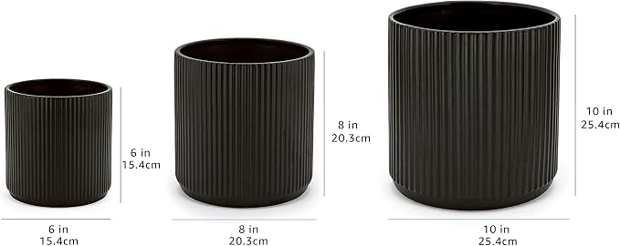 Amazon Basics Fluted Ceramic Round Planters - Image 6