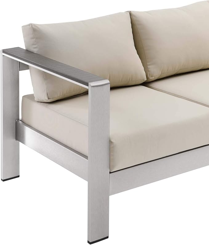 Modway Shore Aluminum Metal Outdoor Patio Sofa - Image 7