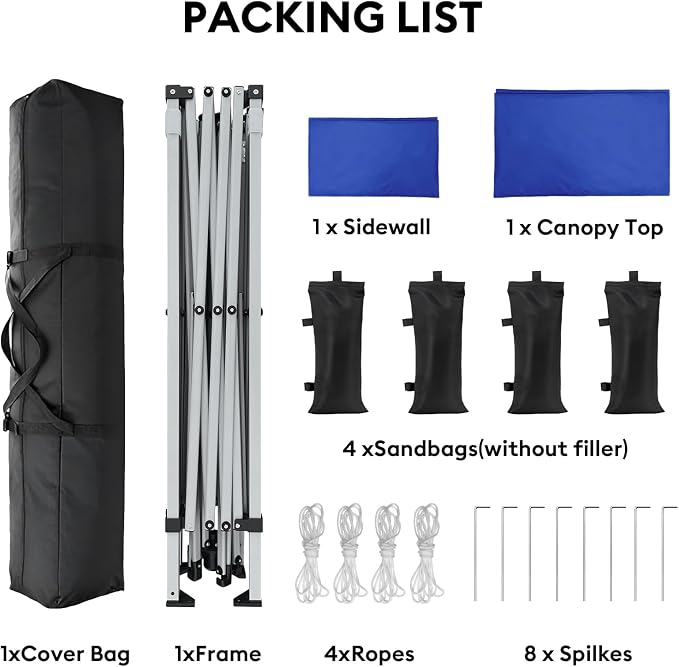 10x10 Pop Up Canopy with Sidewalls, Instant Heavy Duty Canopy Tent - Image 2