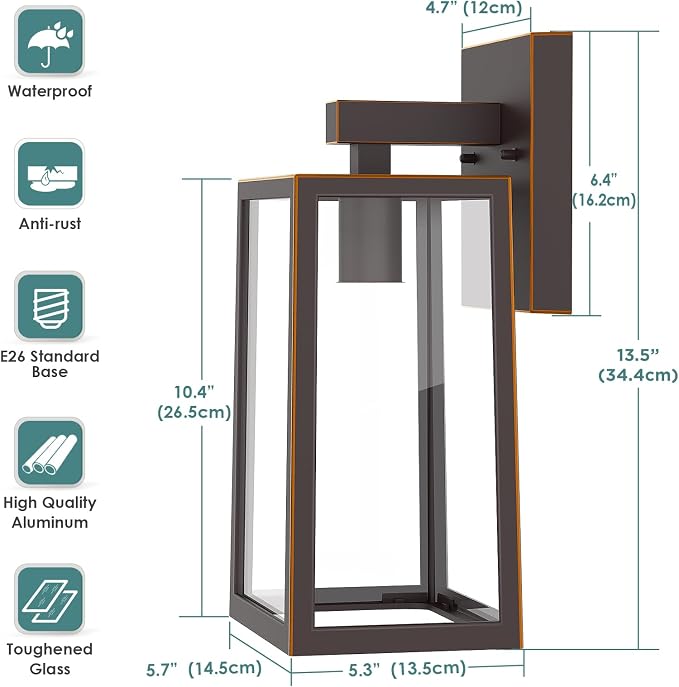 MAXvolador Outdoor Wall Sconce, Large Exterior Waterproof Wall Lantern Light - Image 2