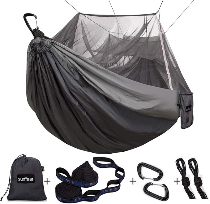 Sunyear Camping Hammock, Portable Single & Double Hammock by SleepSafeSwingFree