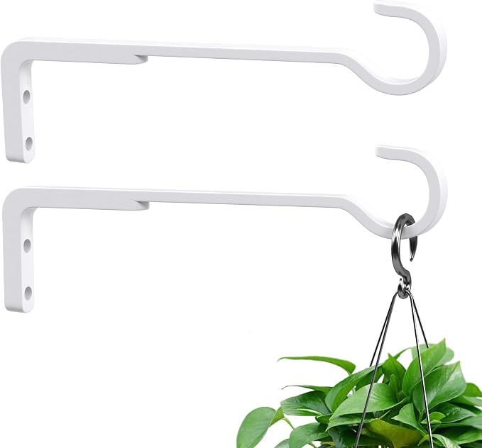 8 Inch 2 Pack White Heavy Duty Outdoor Plant Hangers, Iron Hanging Plant - Image 5