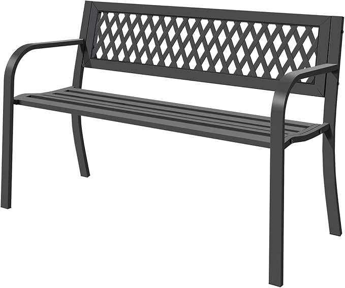 Outdoor Garden Bench, Weatherproof Metal Park Bench by Unknown