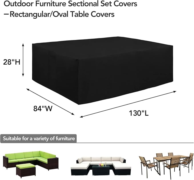 Easy-Going 600D Heavy Duty Patio Furniture Cover, Outdoor Rectangular Table and - Image 2