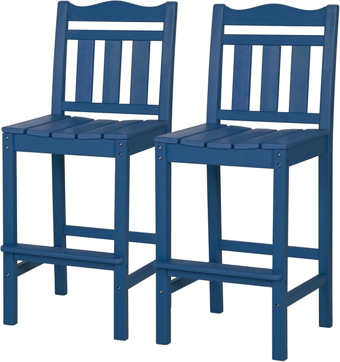 nalone Outdoor Bar Stools Set of 2, HDPE Tall Adirondack Chairs Bar Chairs by NALONE