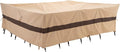 WJ-X3 Large Beige & Coffee Heavy-Duty Patio Table Cover, Waterproof, by WJ-X3