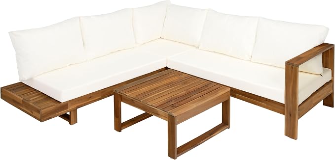 Christopher Knight Home Tenny 5-Seater Acacia Wood Patio Furniture Set - Image 4