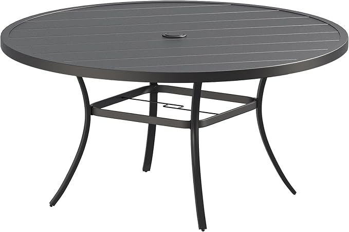 VICLLAX 63" Round Patio Table, Outdoor Dining Table by HOME