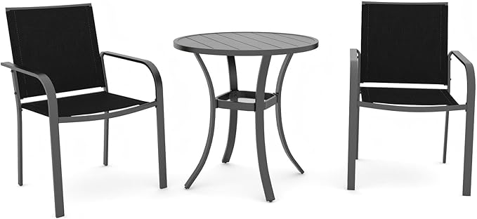 3-Piece Outdoor Dining Set, Small Metal Bistro Table by Anmutig