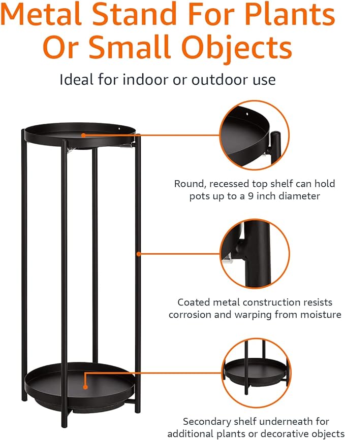 Amazon Basics Two-Tier Indoor Outdoor Metal Round Plant Stand - Image 4
