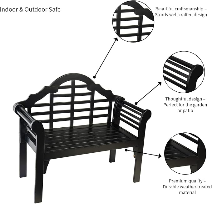 Plow & Hearth Weatherproof Lutyens Eucalyptus Wood Garden Bench | Foldable - Image 6