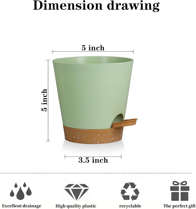 5 Pack 5 inch Self-Watering Pots, African Violets Planter - Image 2